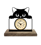 Cat Black Table Clock