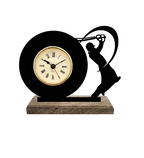 Cricketer Batsman Black Table Clock