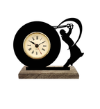 Cricketer Batsman Black Table Clock