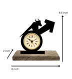 Bull Stock Market Black Table Clock