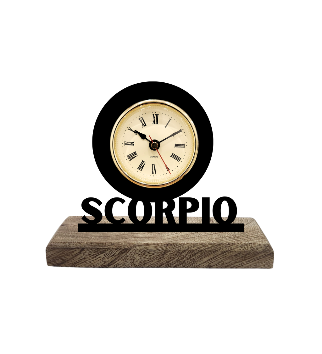 Scorpio Sun Sign Black Table Clock