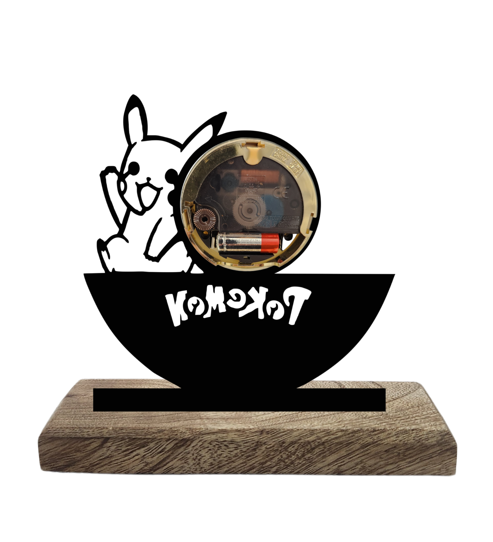 Greeting Pikachu Pokemon Black Table Clock