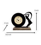 Cricketer Batsman Black Table Clock