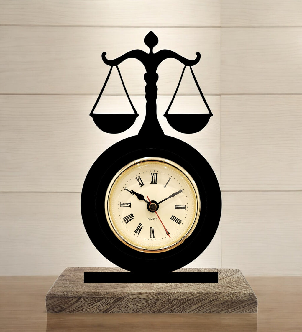 Law and Order Black Table Clock
