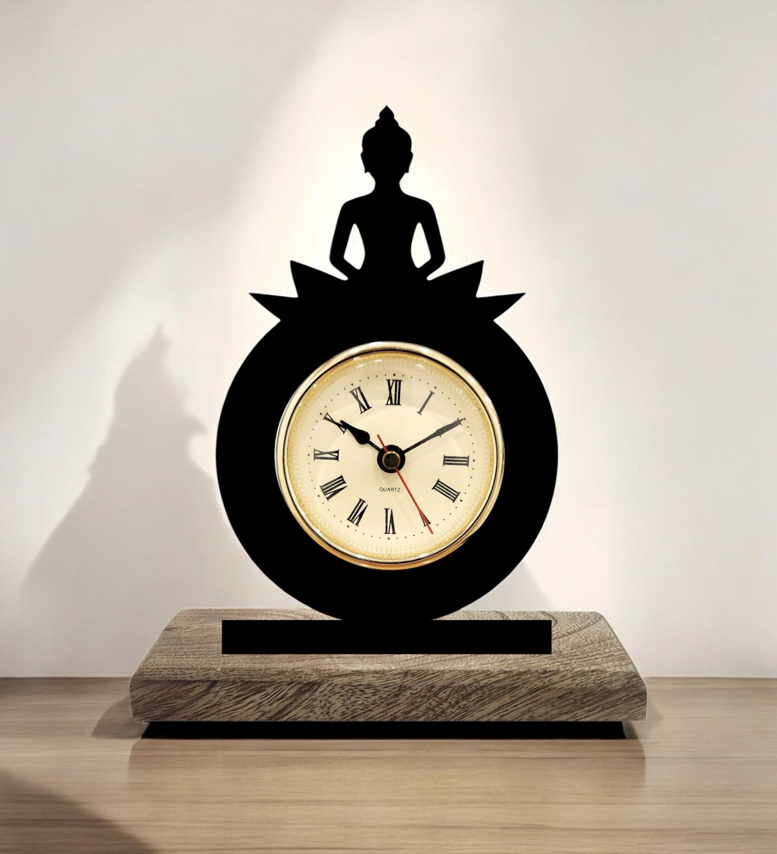 Buddha Meditation Black Table Clock