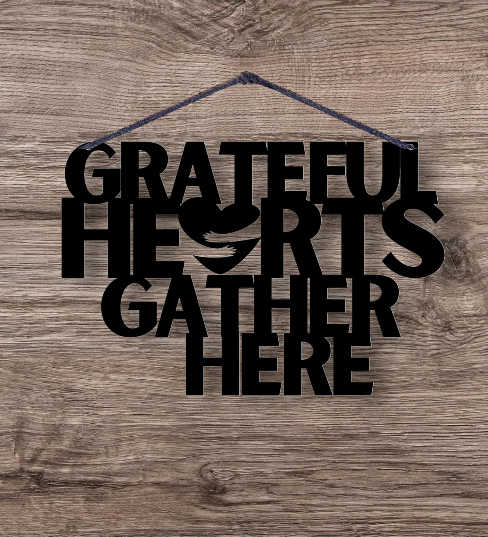 Grateful Hearts Gather Here Metal Hanging