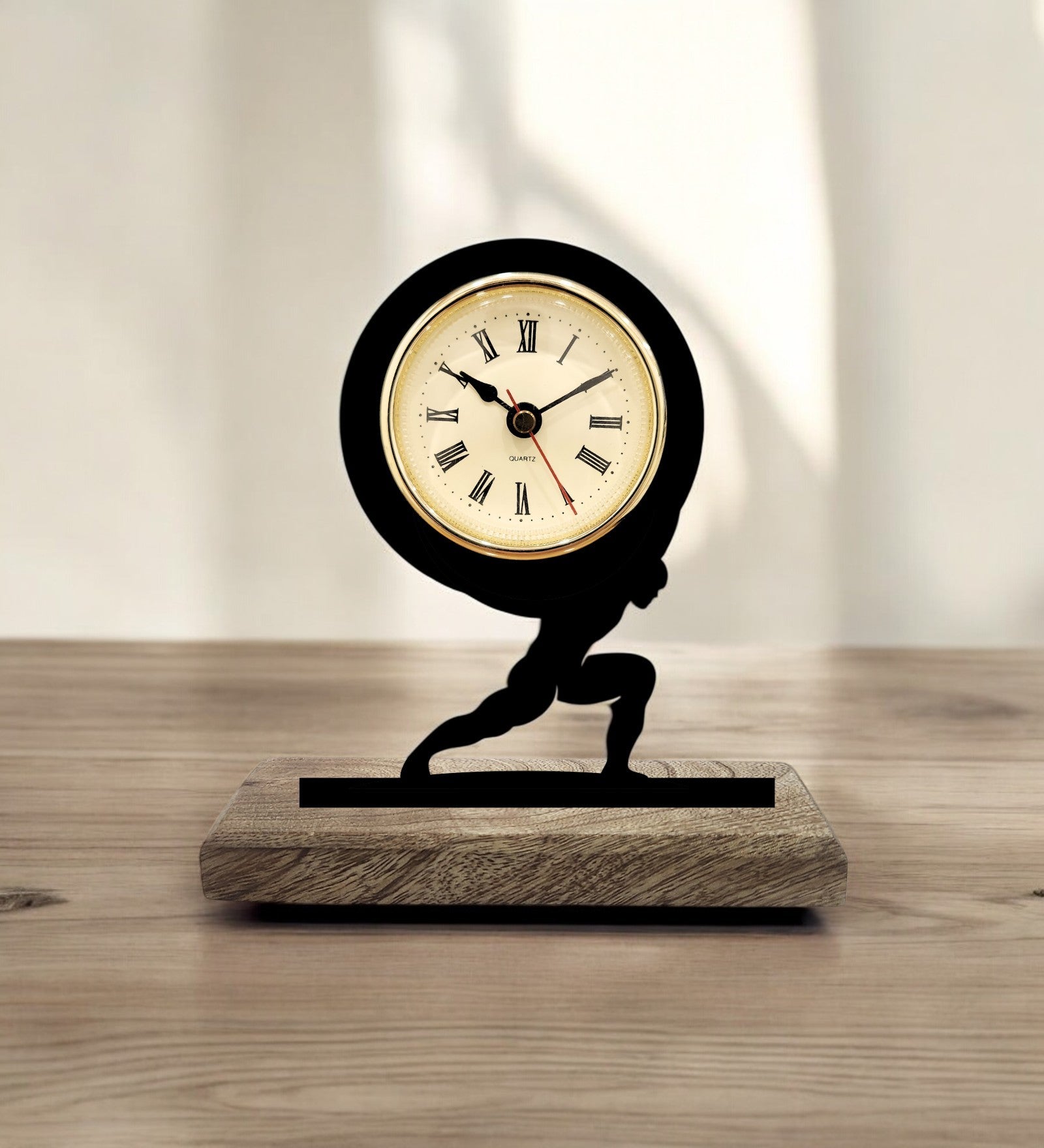 Atlas Black Table Clock