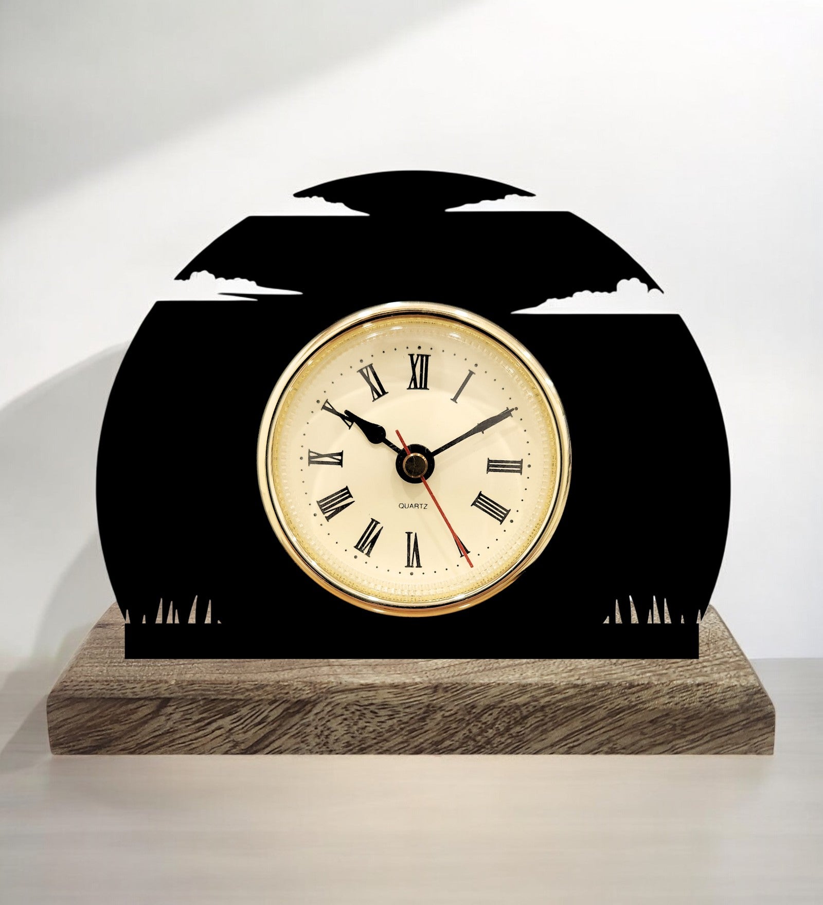 Scenery Landscape Black Table Clock