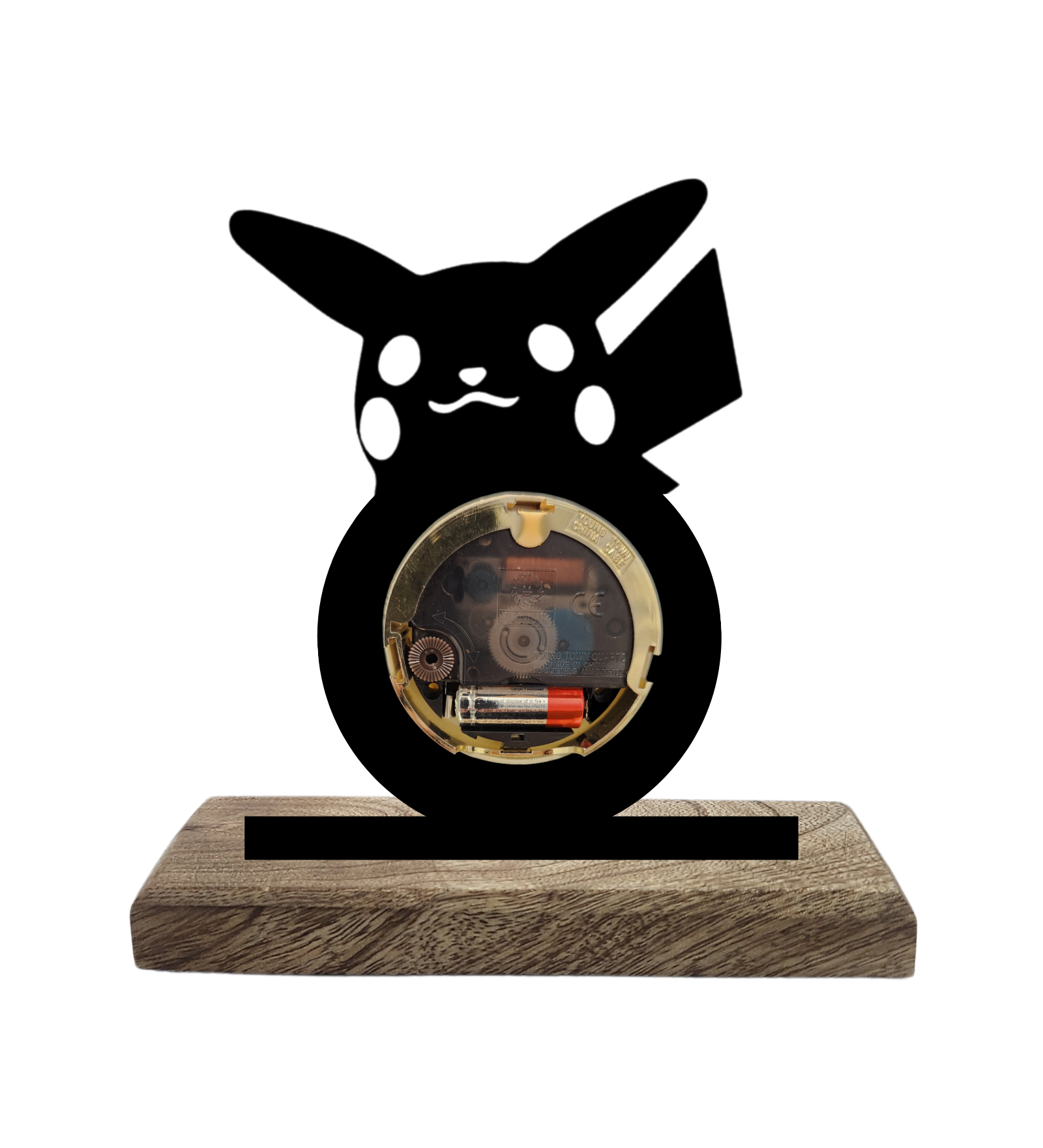 Cute Pikachu Pokemon Black Table Clock