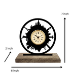 Around the World Black Table Clock