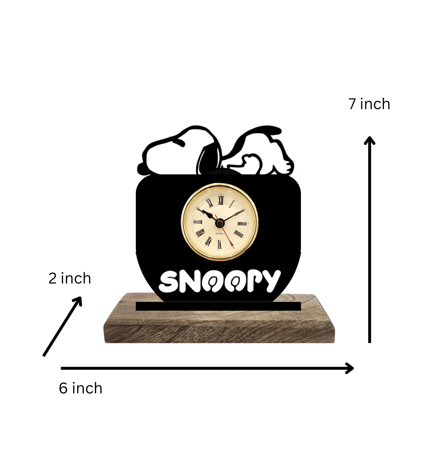 Snoopy Black Table Clock