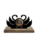 Swan Pair Black Table Clock