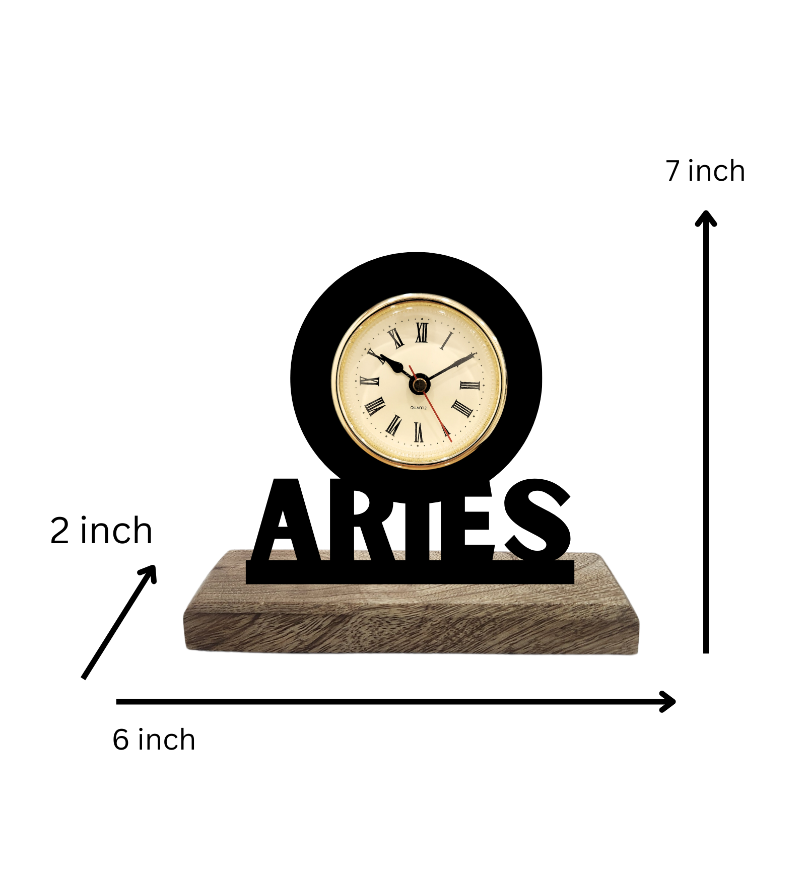 Aries Sun Sign Black Table Clock