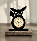 Cute Pikachu Pokemon Black Table Clock