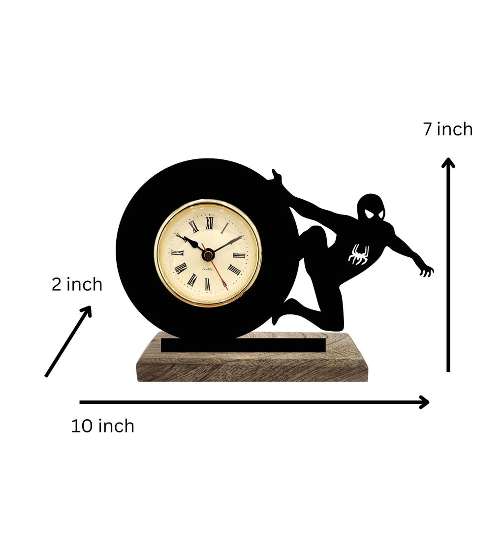 Spiderman Black Table Clock