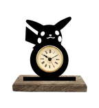 Cute Pikachu Pokemon Black Table Clock