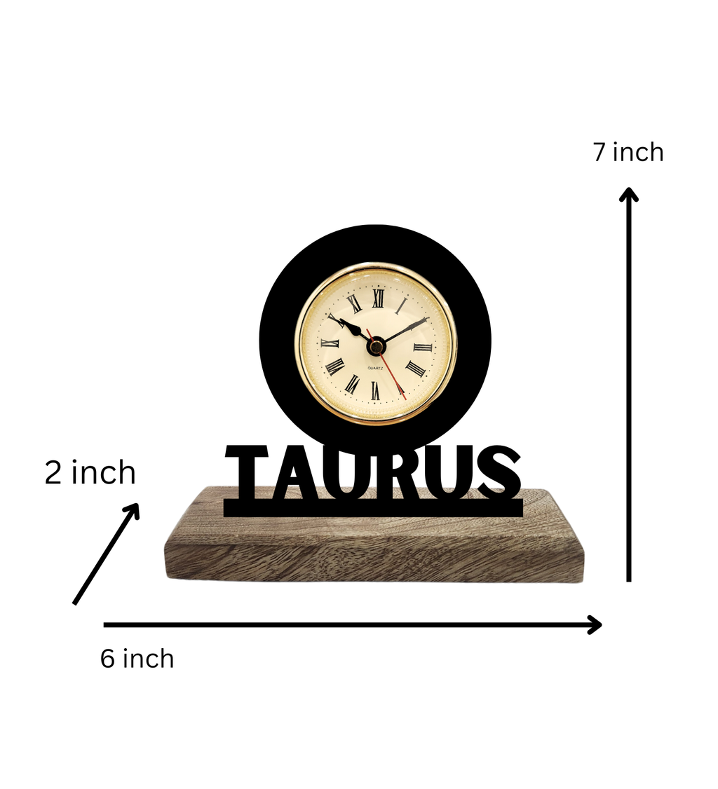 Taurus Sun Sign Black Table Clock