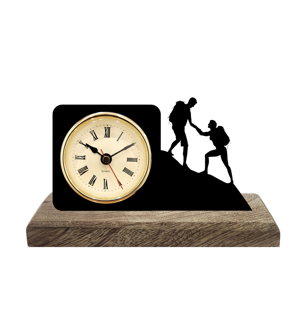 Hardwork and Support Black Table Clock