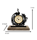 Peacock Black Table Clock