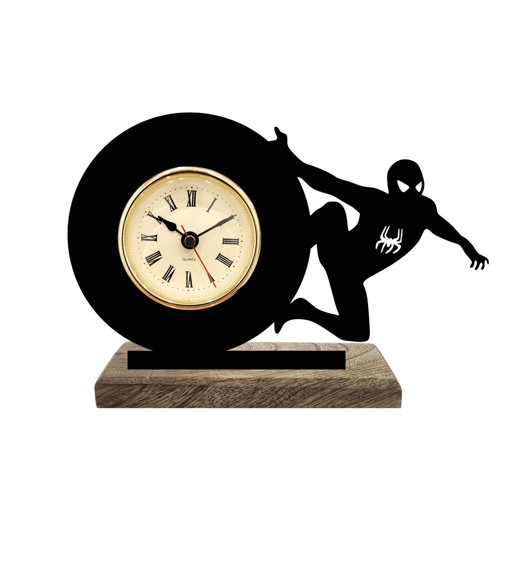 Spiderman Black Table Clock