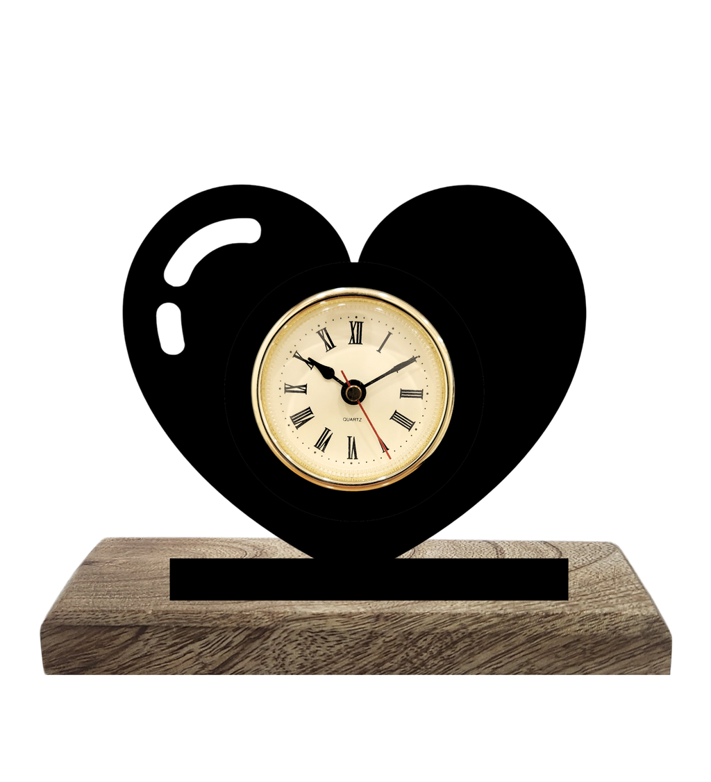 Heart Black Table Clock