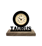 Taurus Sun Sign Black Table Clock