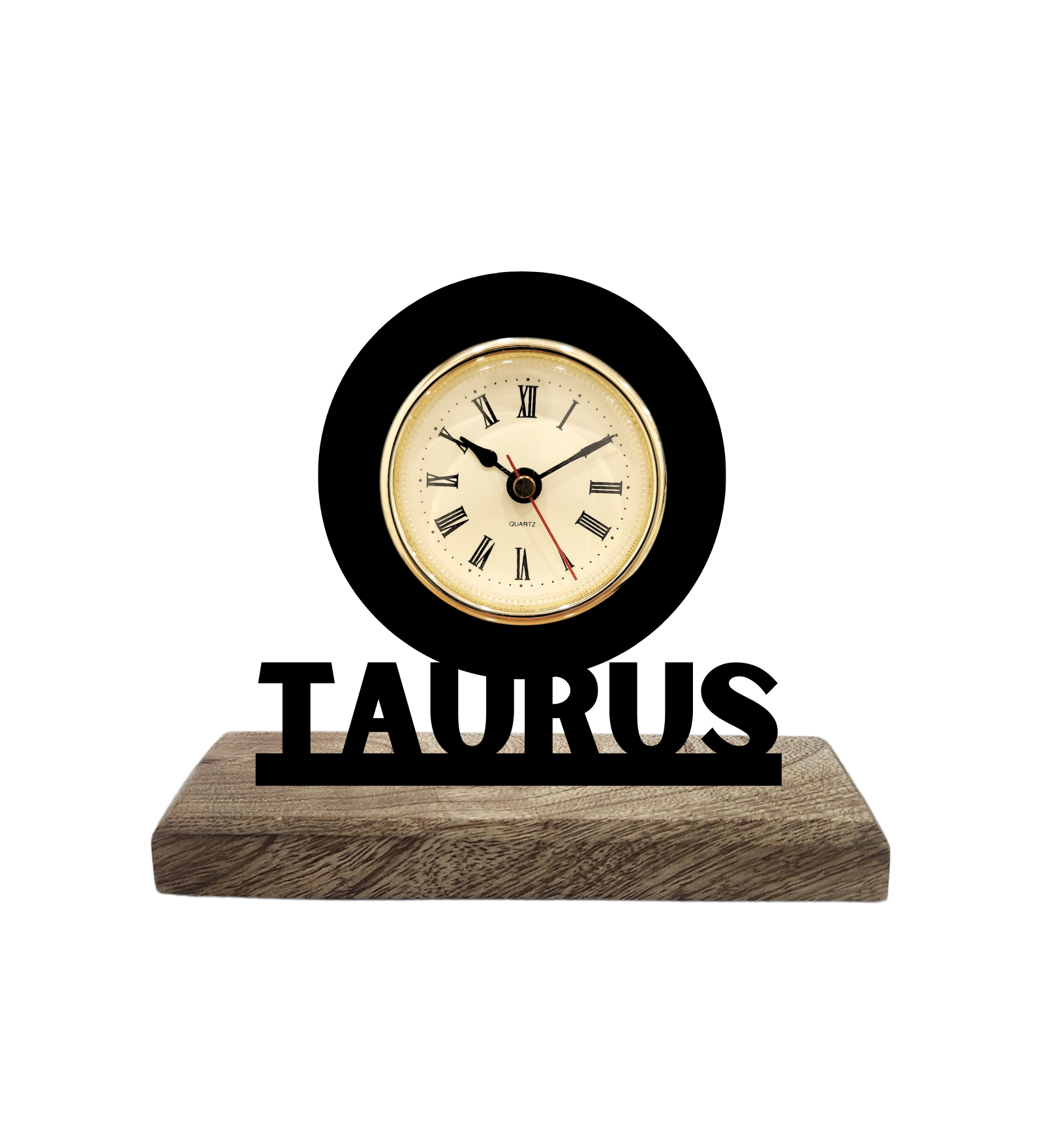 Taurus Sun Sign Black Table Clock