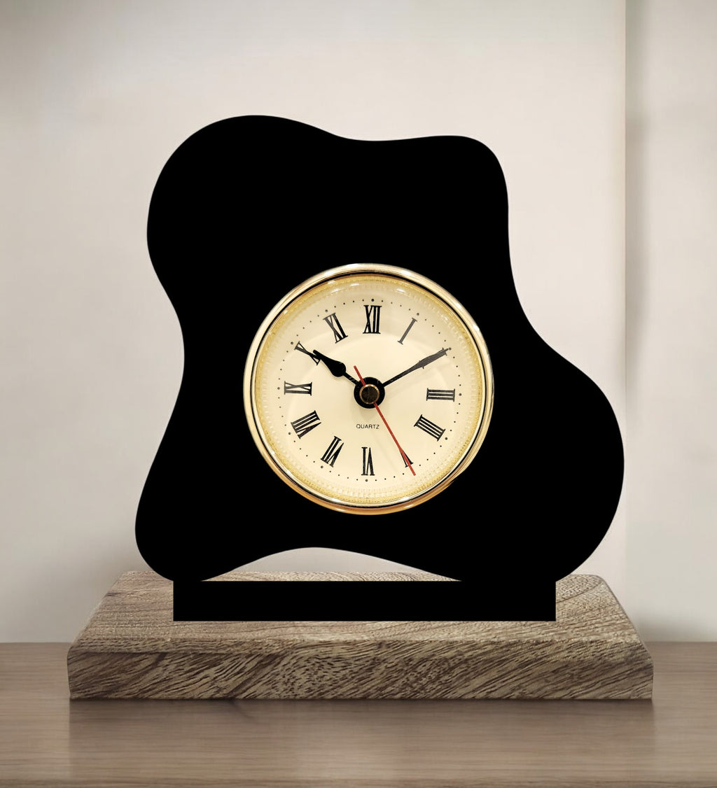 Organic Blob Black Table Clock