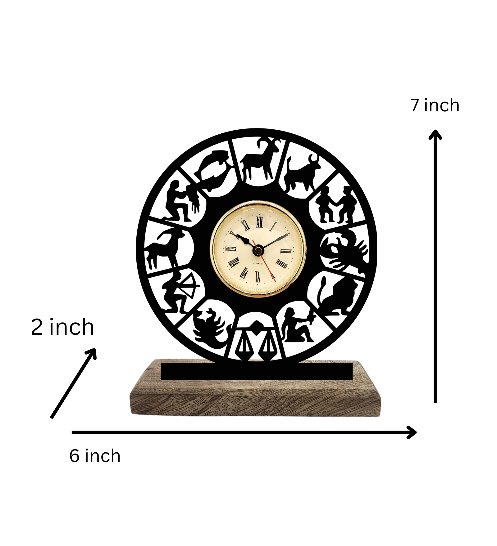 Zodiac Signs Black Table Clock