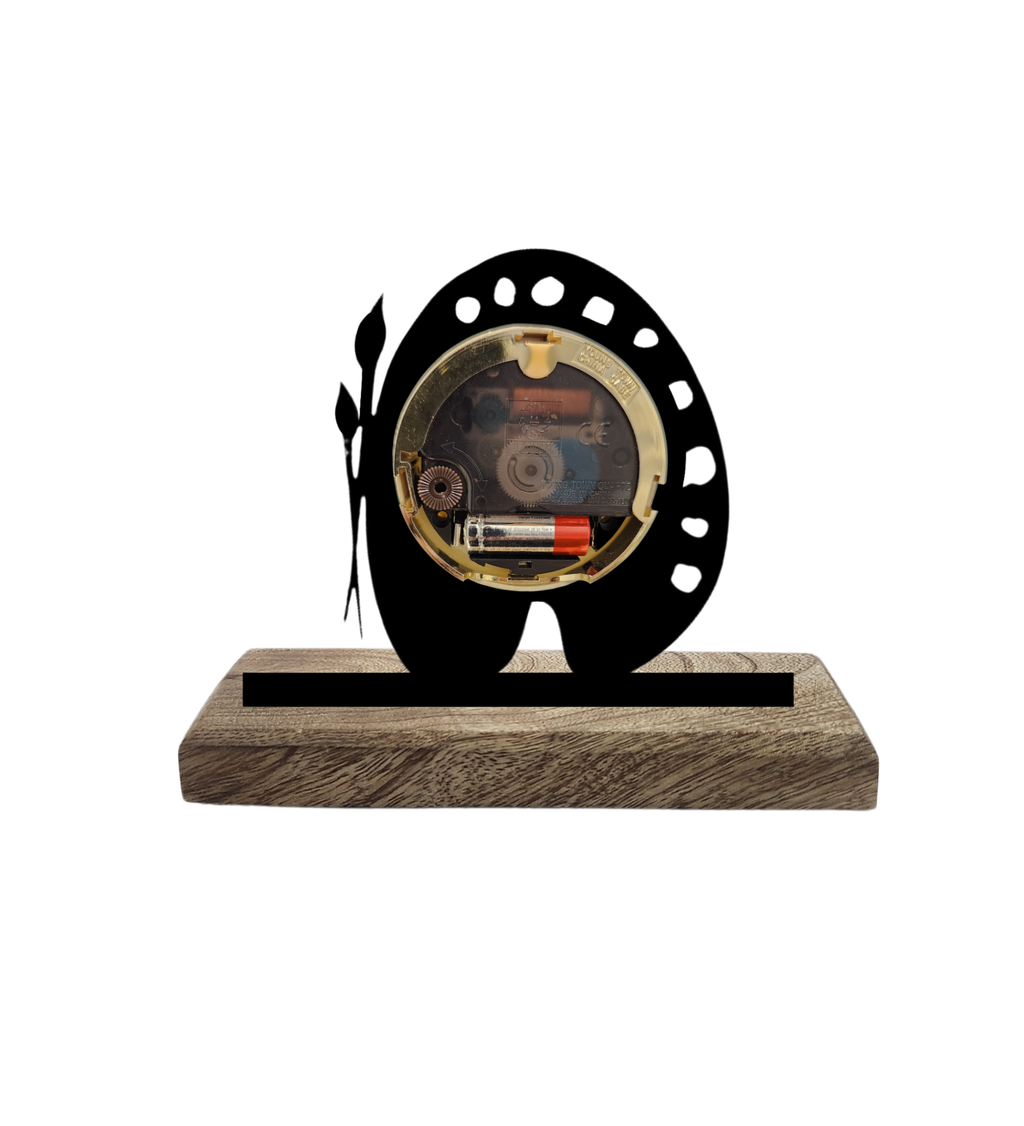 Artist Palette Black Table Clock