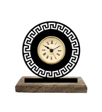 Round Geometric Black Table Clock