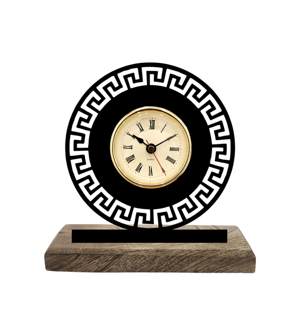 Round Geometric Black Table Clock