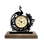 Peacock Black Table Clock