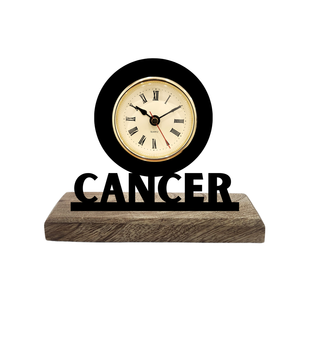 Cancer Sun Sign Black Table Clock