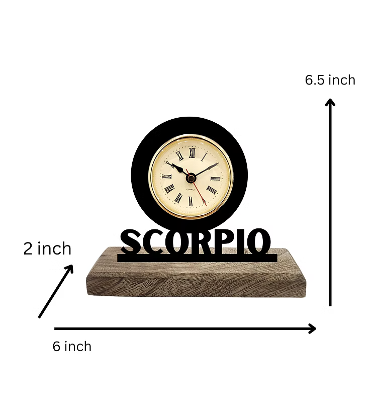 Scorpio Sun Sign Black Table Clock