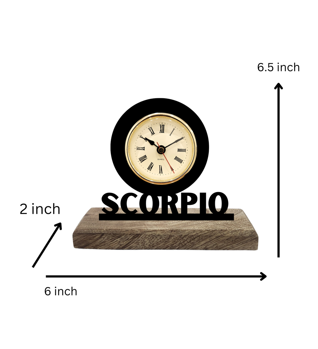 Scorpio Sun Sign Black Table Clock