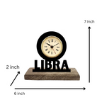 Libra Sun Sign Black Table Clock