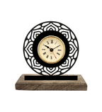 Round Mandala Black Table Clock
