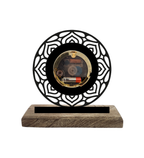 Round Mandala Black Table Clock