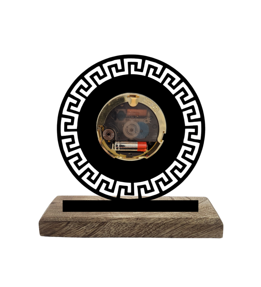 Round Geometric Black Table Clock