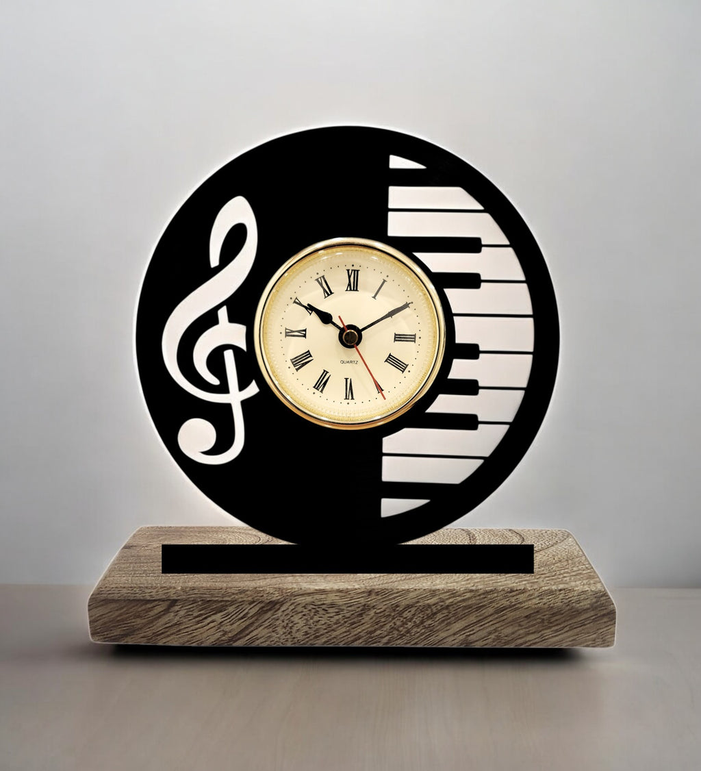 Musical Piano Black Table Clock