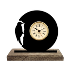 Woodpecker Black Table Clock