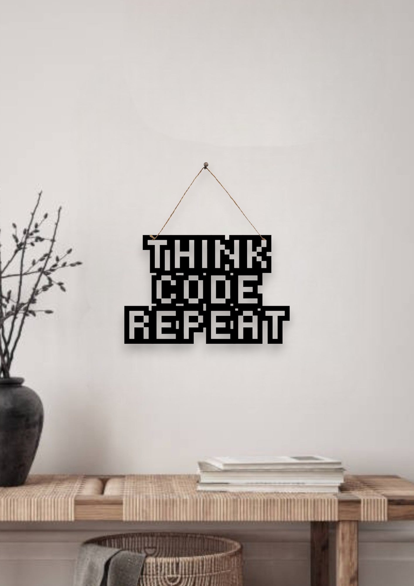 Think Code Repeat Metal Hanging