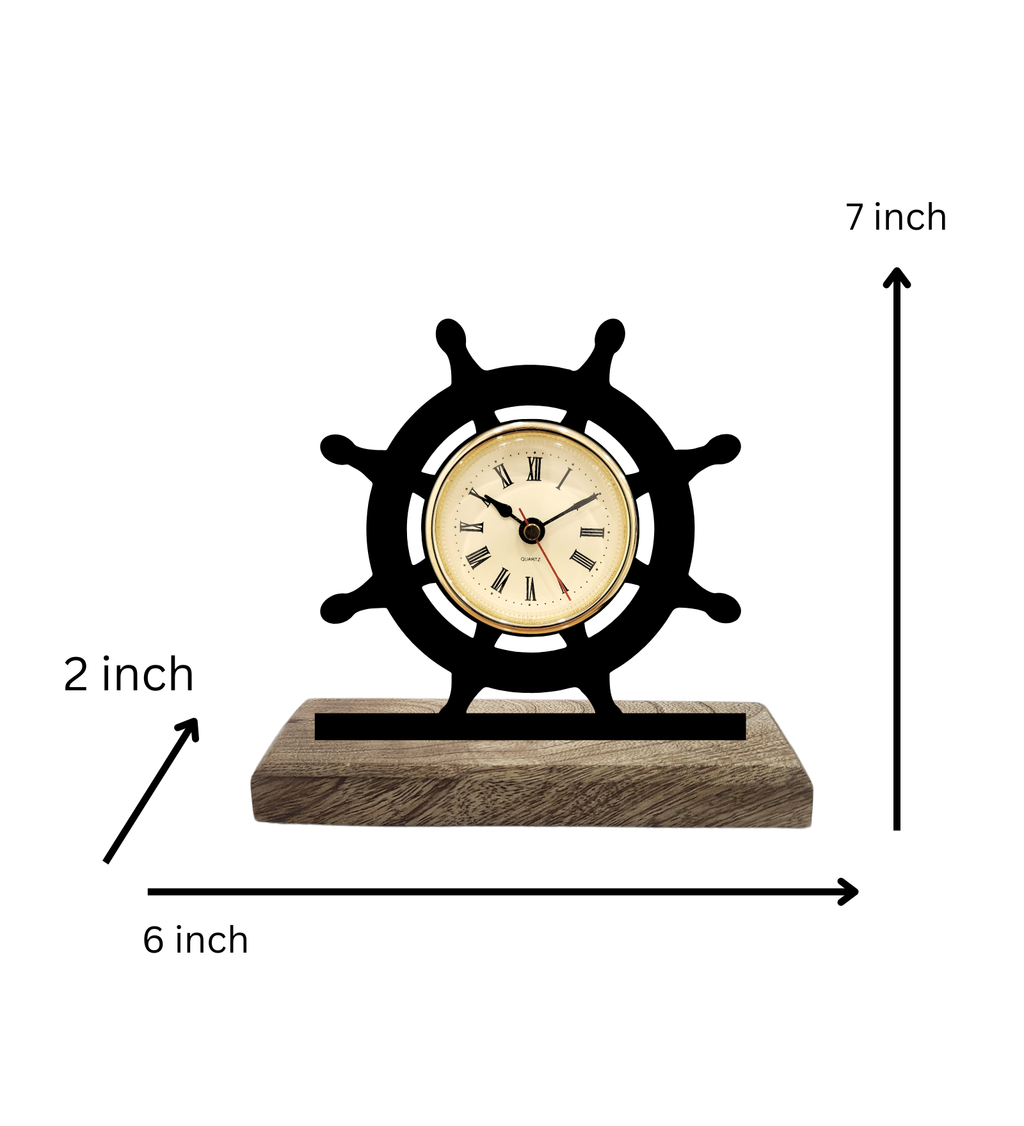 Dharmachakra Black Table Clock