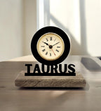 Taurus Sun Sign Black Table Clock
