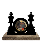 Chess King and Queen Black Table Clock