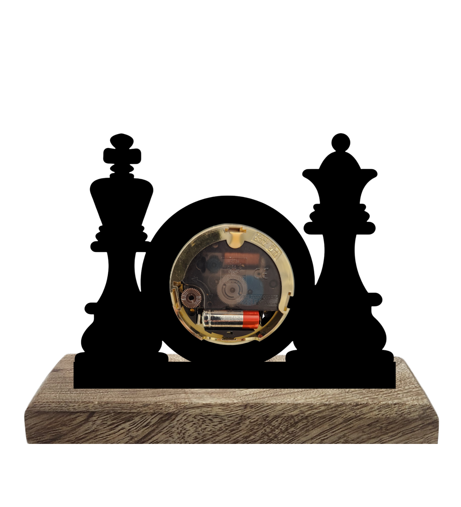 Chess King and Queen Black Table Clock