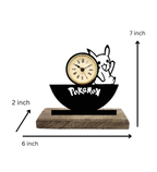 Greeting Pikachu Pokemon Black Table Clock