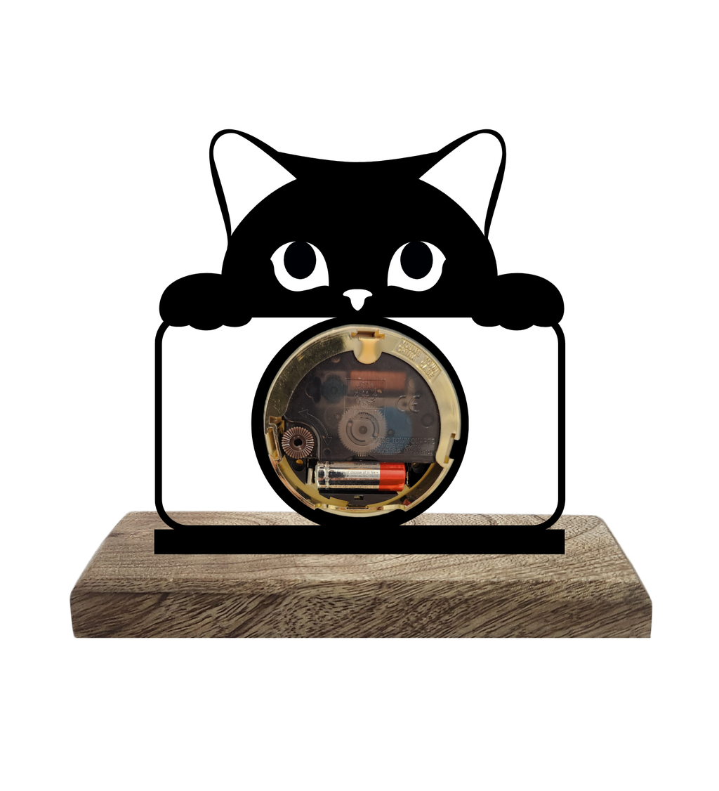 Cat Black Table Clock