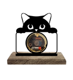 Cat Black Table Clock